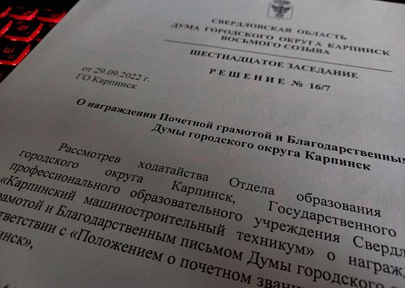 Шестеро карпинцев представлены к наградам городской Думы