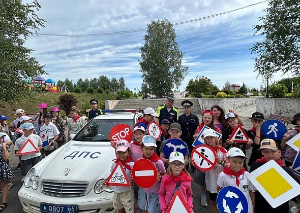 Автоинспекторы провели урок безопасности для детей в городском лагере